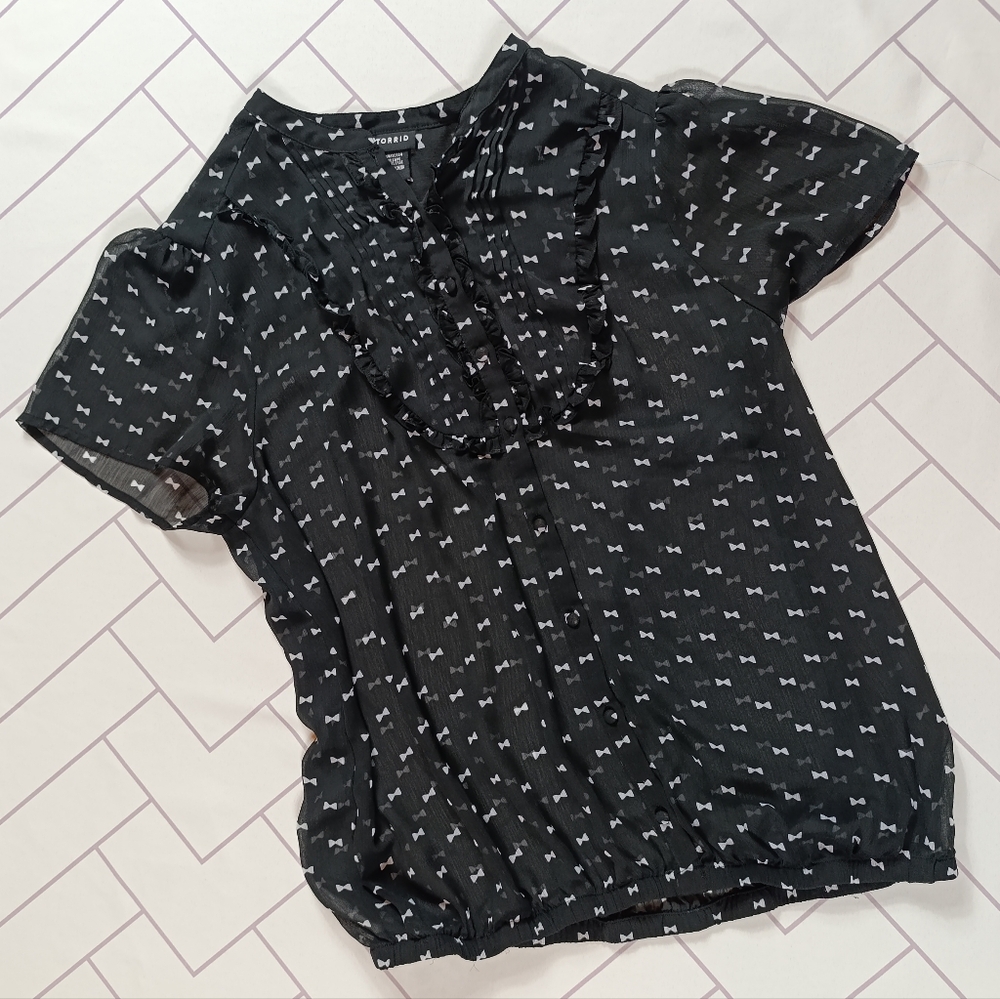 Black Patterned Women's Top